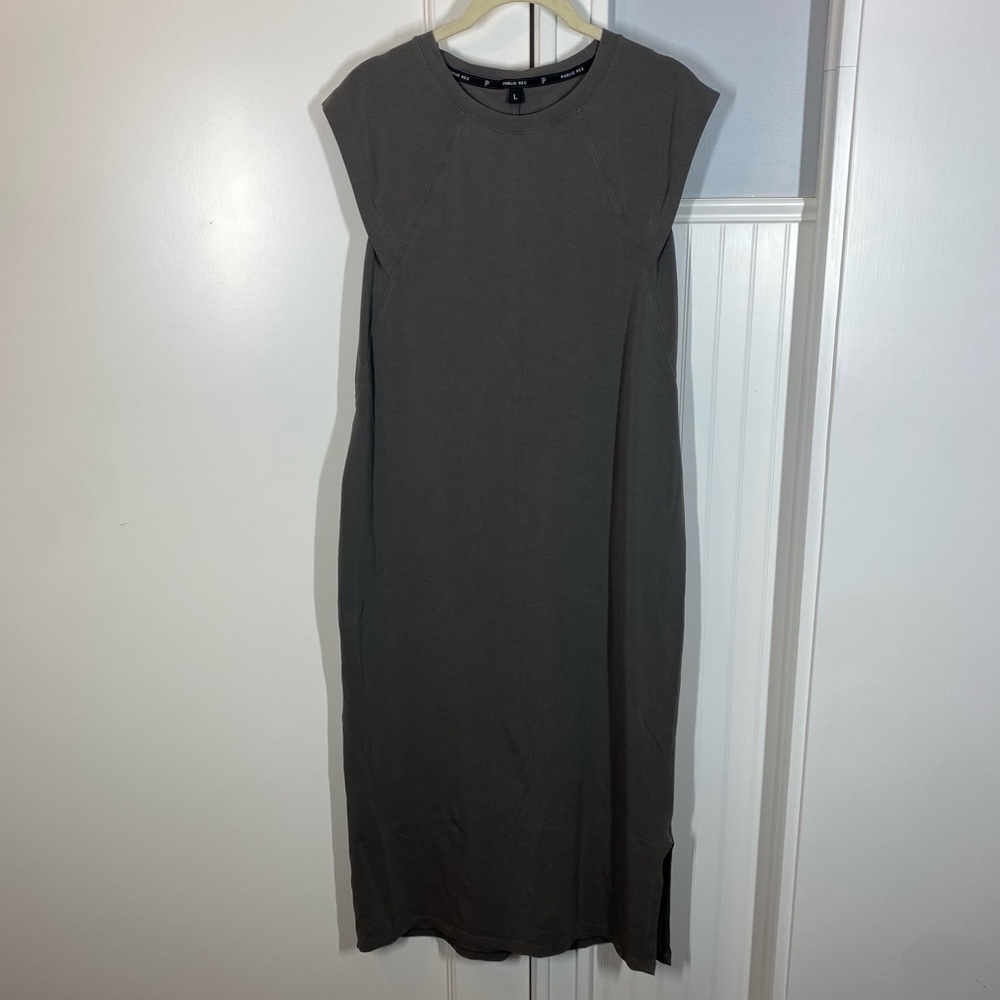 Public Rec GoTo Dress‎ in light Grey Size large pima cotton Tencel on the go